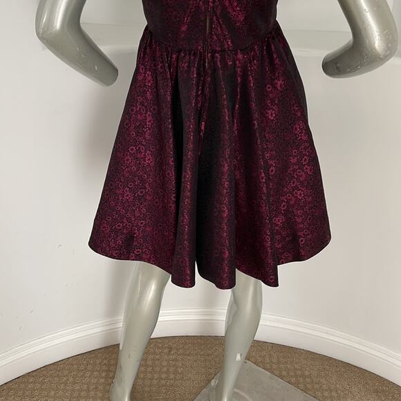 Mise En Scène By Ruffian Fall 2009 Jacquard Red/Black Floral Dress Size 4 - Picture 8 of 12